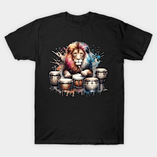 Lion Playing Drums T-Shirt